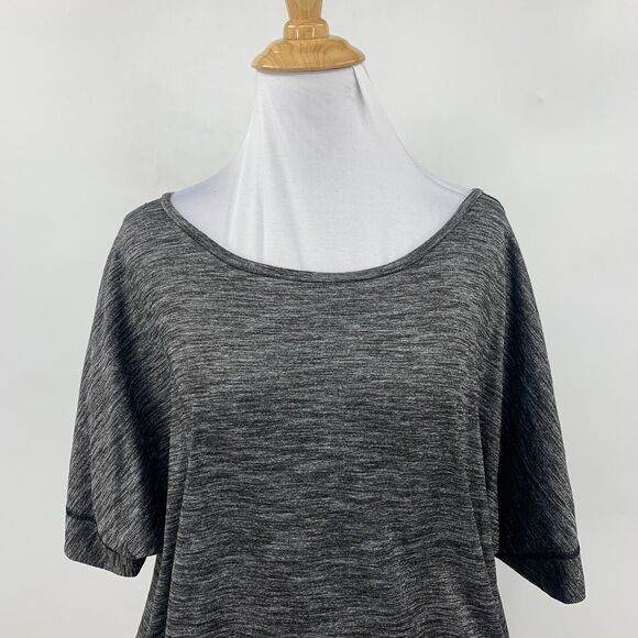 Lucy Boxy Shirt Womens M Medium Heather Gray Short Sleeve Cropped High Low Hem - Picture 3 of 11